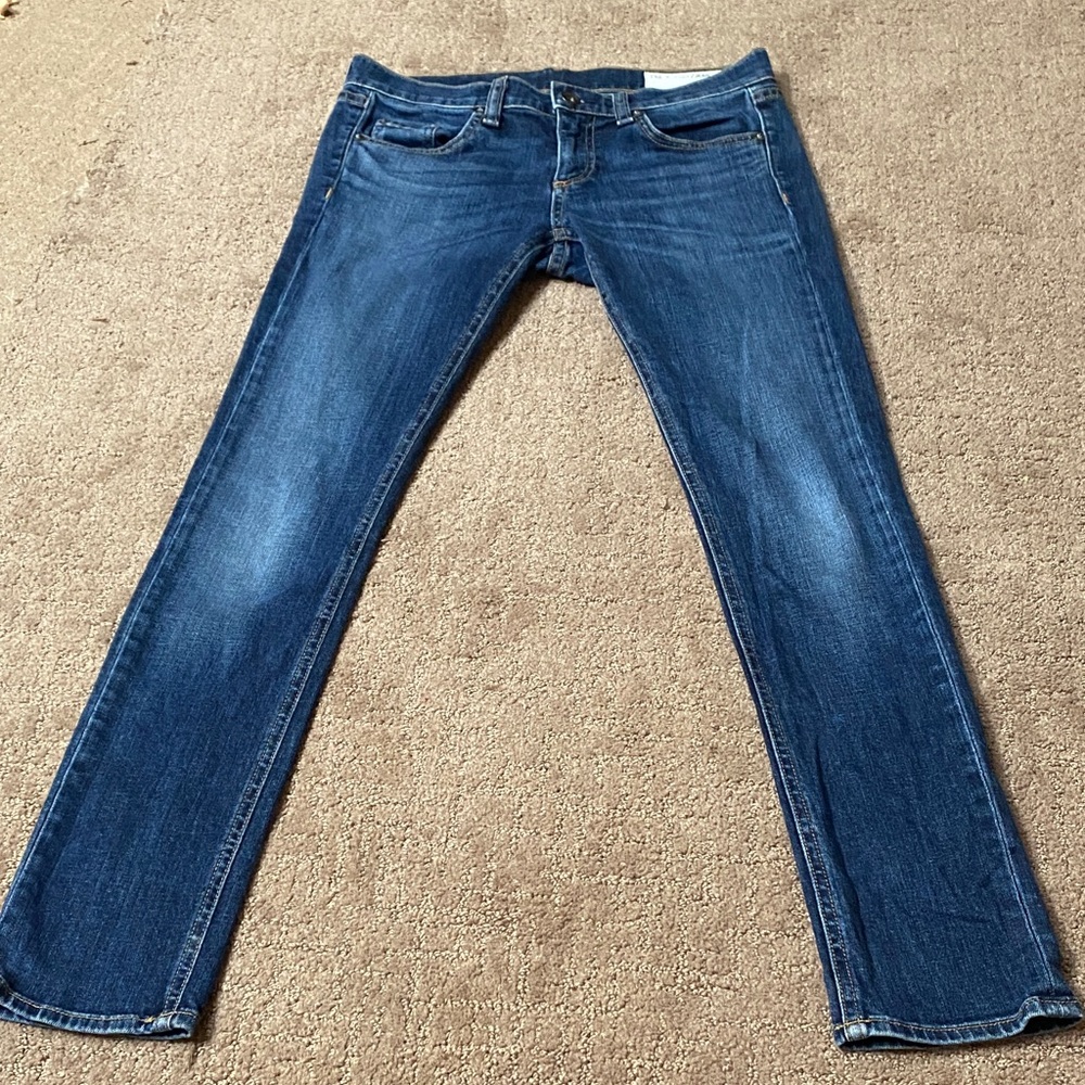 rag & bone Dark Blue Size 25 Denim Skinny Jean with Gold Stitching